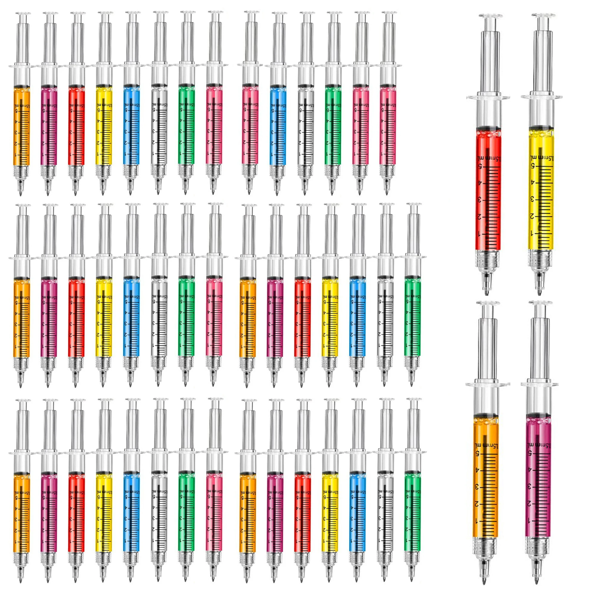 48pcs novidade seringa líquida canetas esferográficas de tinta azul preta