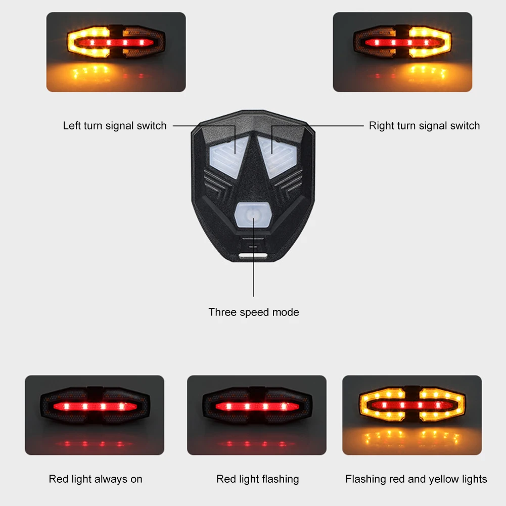 USB Rechargeable Bike Tail Light with Turn Signals Bicycle Rear Light Wireless Remote Control Bike Rear Light for Night Riding