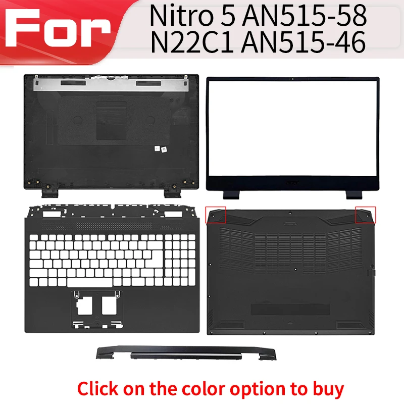 

Новый черный запасной чехол для Nitro 5 AN515-58 AN515-46 AN515-58G N22C1, чехол для ноутбука, задняя крышка, верхняя/подставка для рук/нижняя часть