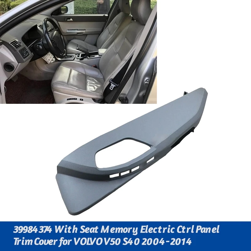 Right Side Seat Adjust Electric Control Panel 39984374 For VOLVO V50 S40 2004-2012 Gray With Seating Memory Trim Cover