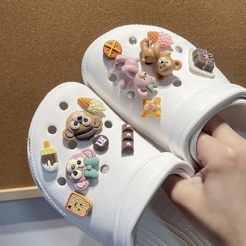 3D Kawaii Duffy Character Shoe Charms Accessories for Classic Clog Shoe Decoration Fit Wristband Birthday Gifts