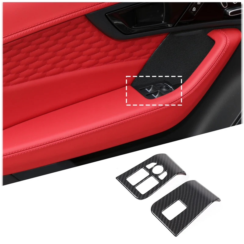 For Jaguar F-Type 2013-2024 ABS Carbon Fiber Style Glass Lifting Frame Decorative Sticker Car Interior Accessories