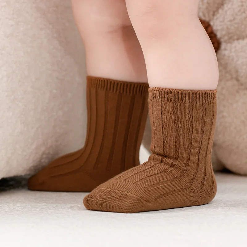 Cute Baby Boys Girls Socks Breathable Toddlers Kids Short Socks Solid Stripe Infant Christmas Casual Socks For 0-8Years