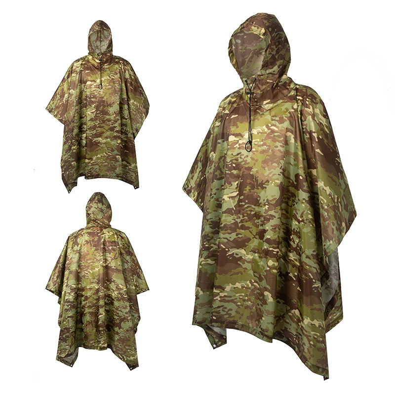 3-in-1 multifunktionale Outdoor-Tarnung, taktische wasserdichte Regenmantel-Markise aus dem Regen, Motorrad-Regenponcho, Picknickmatte – Detail 7