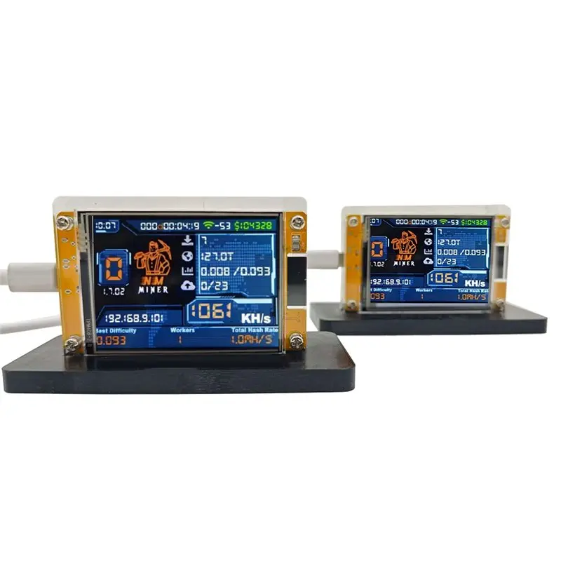 

A08E-2X1060KH/S Nmminer Nerdminer+Stand 2.8 Inch Smart Display Upgraded Harshrate Bitcoin Crypto Solo Lottery Miner