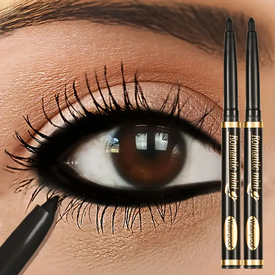 قطعتان من أقلام تحديد العيون السوداء المقاومة للماء والعرق - تدوم طويلاً ومقاومة للتلطخ لمكياج العيون الجريئة #1