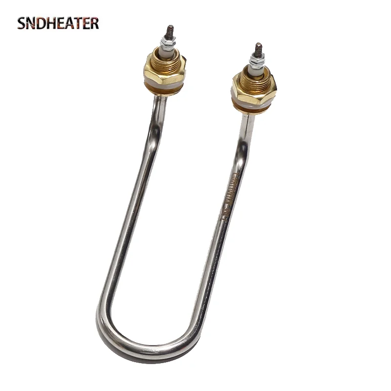 SNDHEATER 220V 380V Water Heating Element U Shape 16MM Copper Thread Bend Tubular Steamer Heater Resistance 1KW 2KW 3KW 200MM