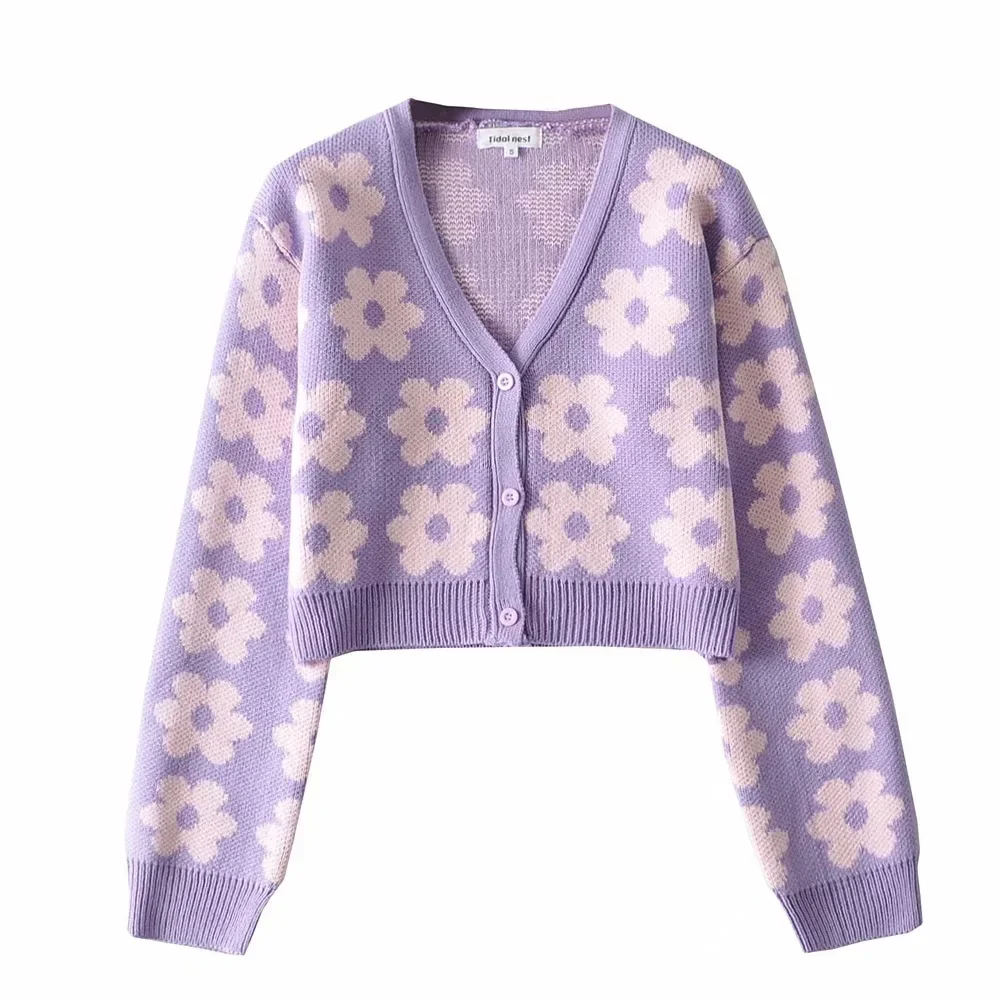 Autumn Winter Women Vintage V Neck Floral Embroidery Cardigan Office Lady Kawaii Sweaters Long Sleeve Knitted Cardigans Female