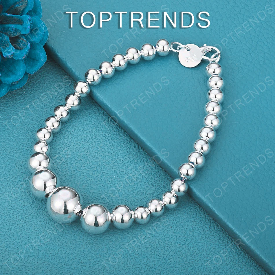 

Красивый браслет из стерлингового серебра 925 пробы с гладкими бусинами для женщин, подарок на свадьбу, день рождения, модные ювелирные аксессуары