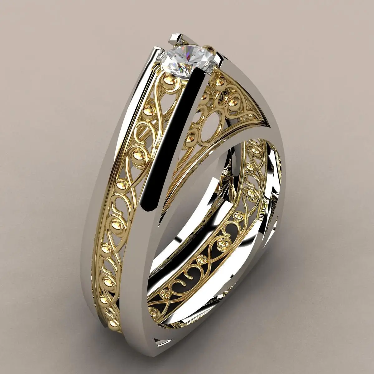 S925 Sterling Silver Ring New Creative Triangular Zircon Geometric Plated 18k Gold Color Separation