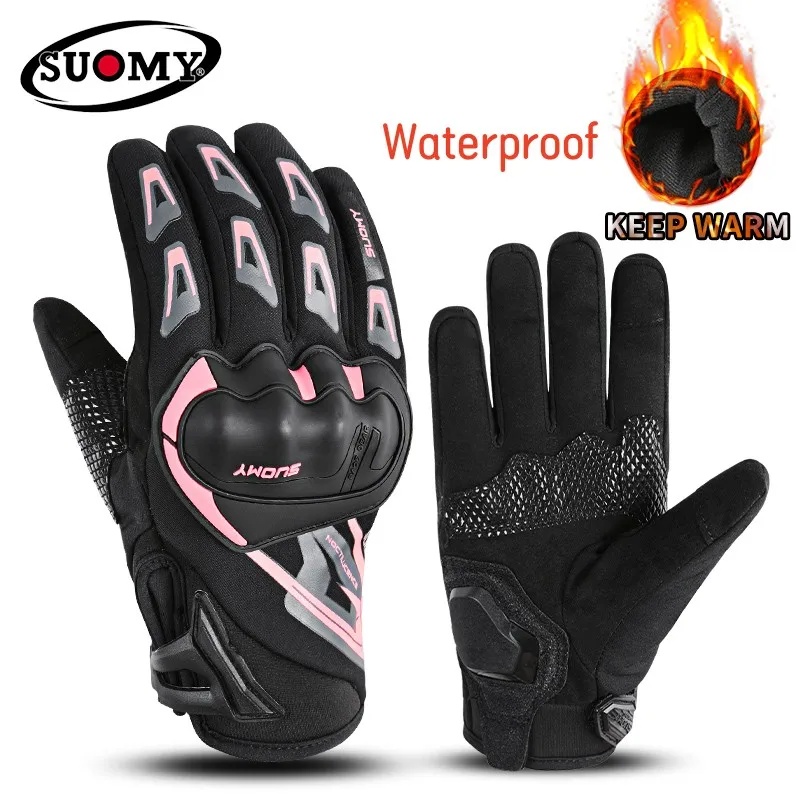 

Winter SUOMY Lady Pink Motorcycle Gloves Women Teens Girls Waterproof Windproof Warm Motorcross Luvas Female Motorbike Gloves