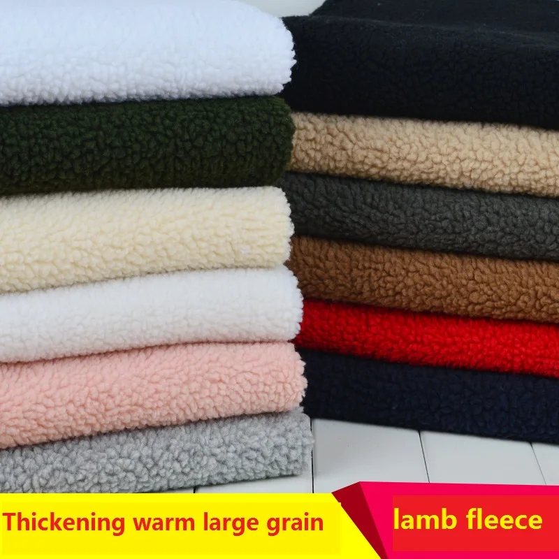 160cm Width Thickening Soft Lamb Wool Fabric Plush Shoes and Hats Warm Coat Lining Handmade DIY Apparel Sewing Fabric 500 G/m