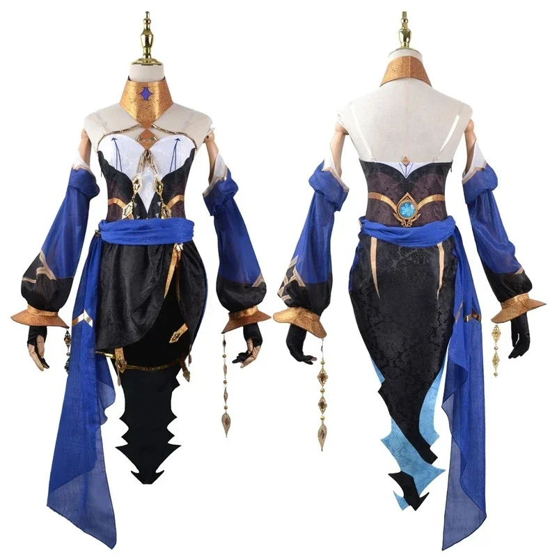 Spel Genshin Impact Layla Sumeru Cosplay Kostuum Layla Full Set Hoofddeksels Jurk Kousen Pruik Anime Cosplay