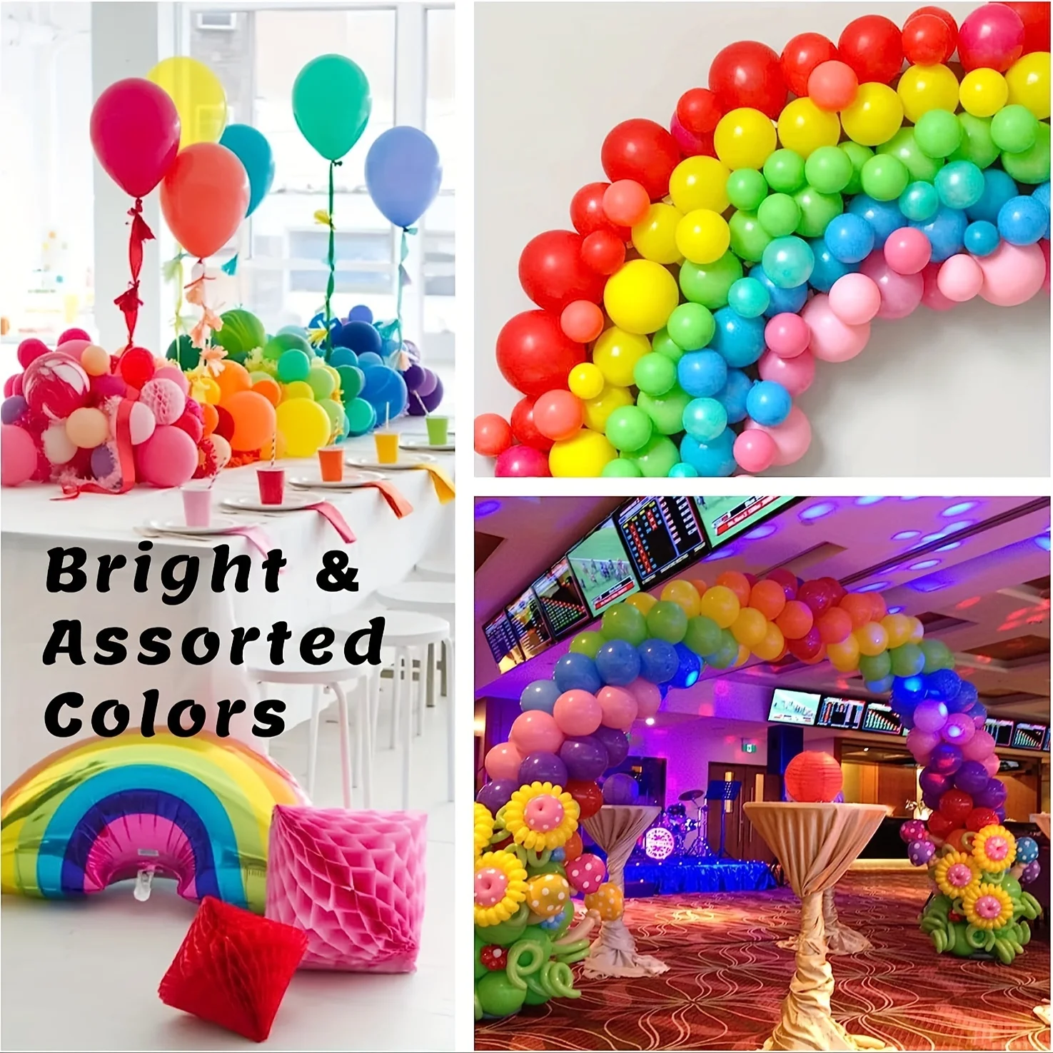 50 Stück Sortierte Regenbogen 10-Zoll Latexballons für Geburtstage, Babypartys, Hochzeiten, Jubiläen, Partydekorationen und Urlaub – Detail 3