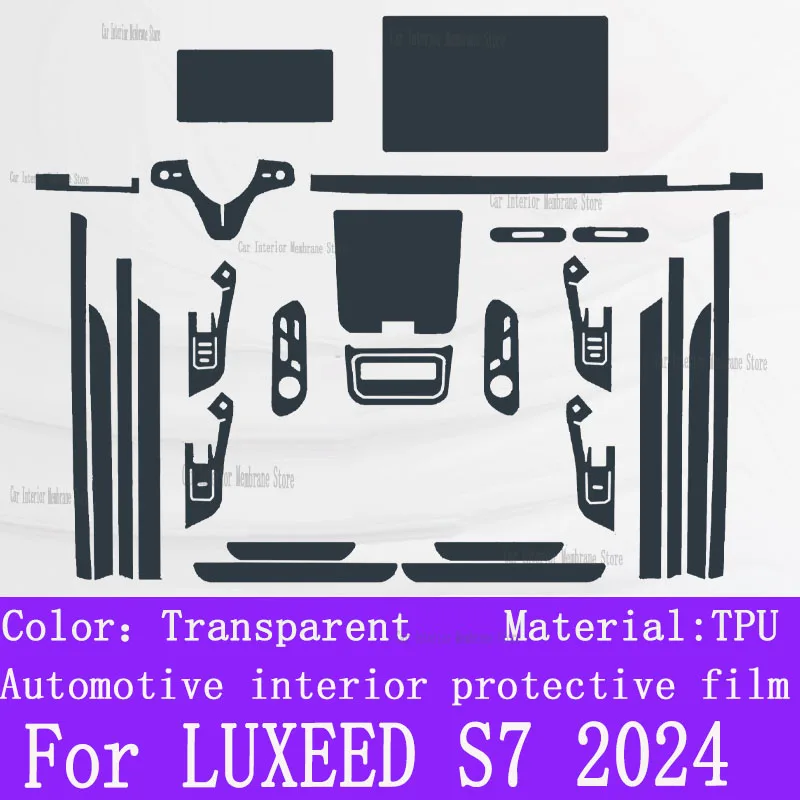 For LUXEED S7 2023 2024 Gearbox Panel Navigation Screen Automotive Interior TPU Protective Film Cover Anti-Scratch Sticker