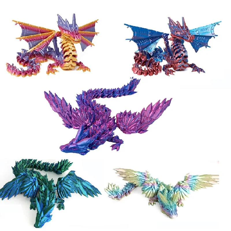 3D Printed Dragon Chinese Flying Dragon Integrated Collecting Creative Toys Crystal Dragon Home Office Desktop Craft Home Decor