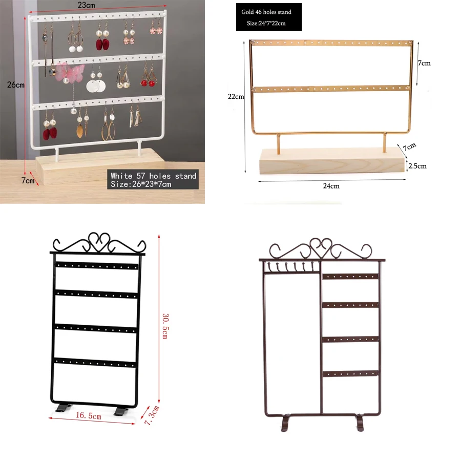 

Металлические стальные серьги, ожерелье, подставка с деревянной основой, 3-слойный держатель для браслетов, шпилька, личное домашнее хранилище ювелирных изделий