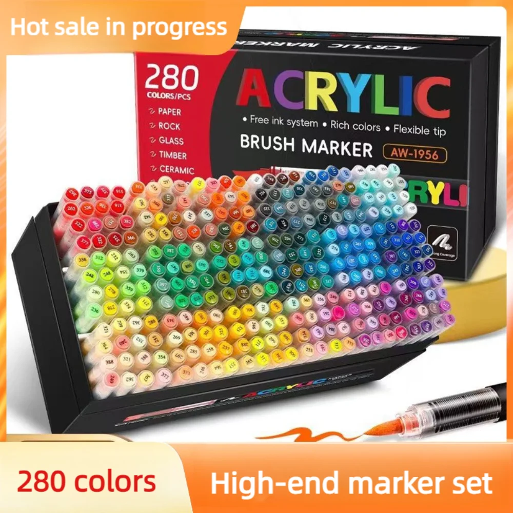 

24-168 Colors Acrylic Paint Pens Markers Brush Tip Paint Markers For Rock Painting Wood Stone Christmas Gift DIY Crafts