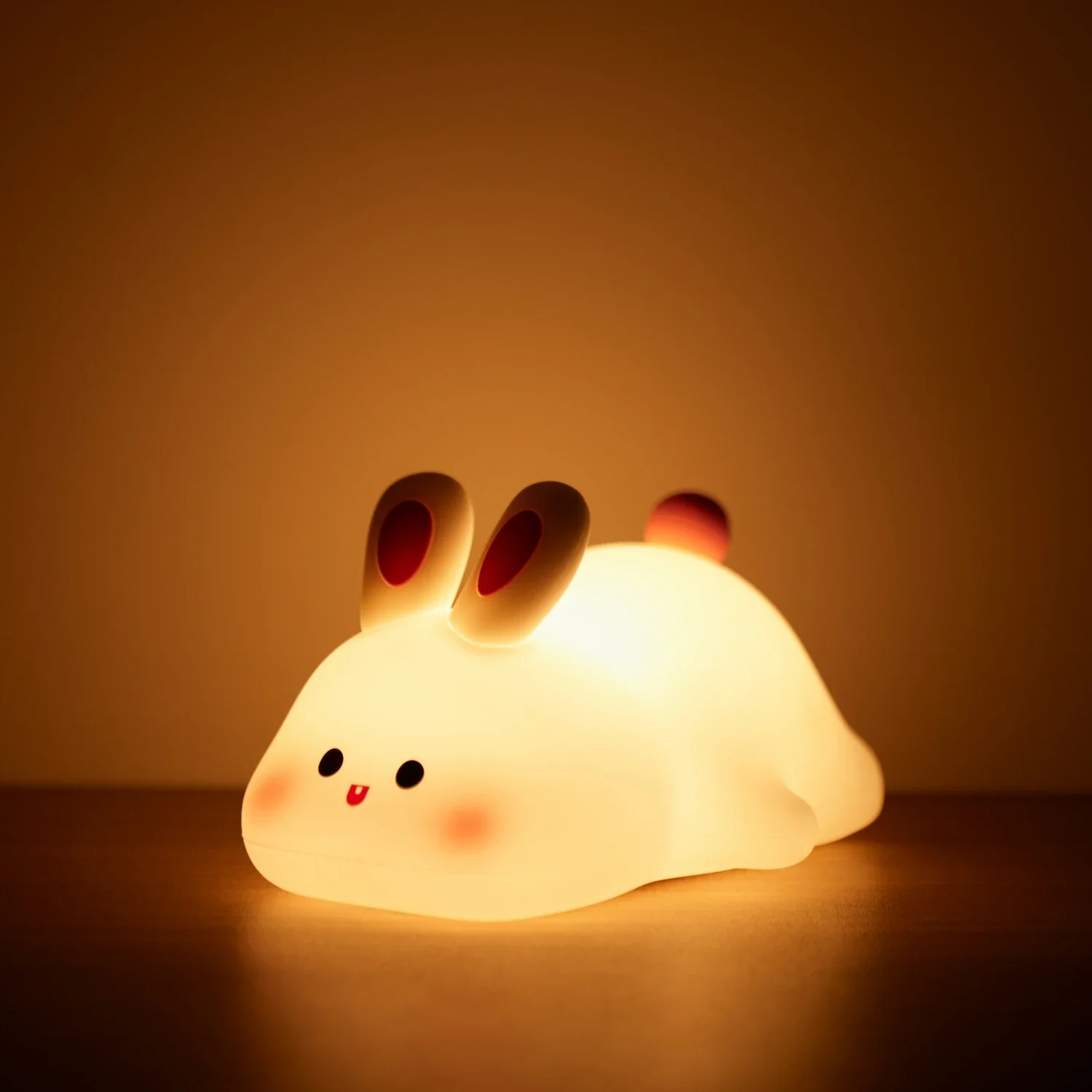 Lampada da notte in silicone per coniglio, alimentata tramite USB, ricaricabile, da comodino, touch, luci notturne per la camera dei bambini, soggiorno, regalo per feste