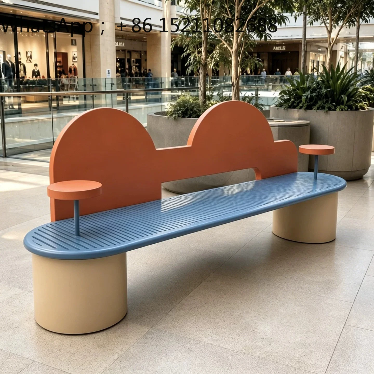 LLY Park Outdoor Bench Patio Balcony Bench Plastic Wood Garden Rest Leisure Waterproof Commercial Bench