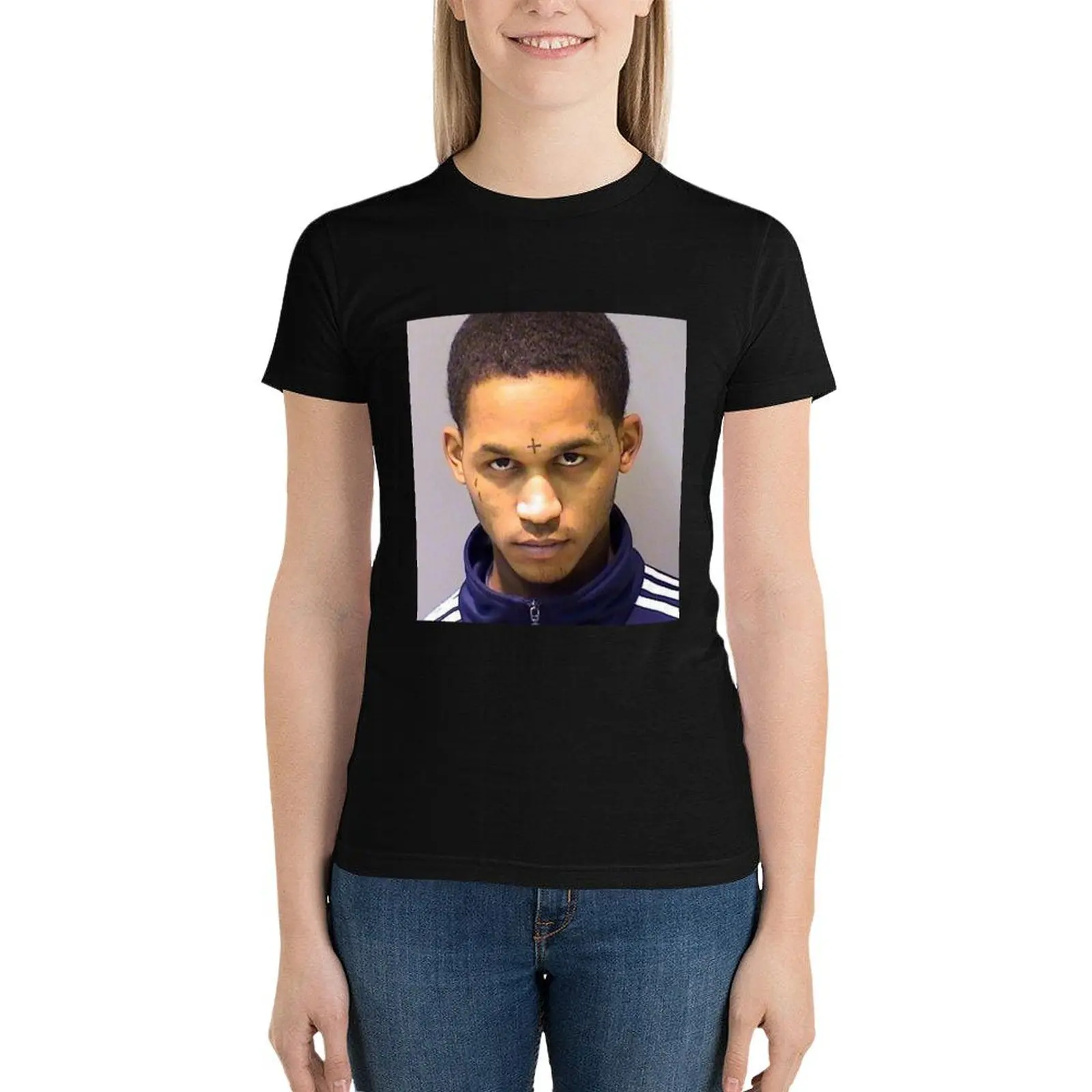 

Fredo Santana Mugshot T-Shirt graphics vintage clothes hippie clothes white t shirts for Women