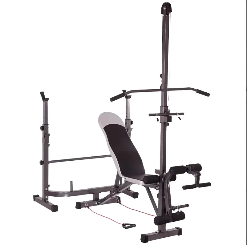 Home Gym Iron Adjustable Bench Foldable Barbell Weight Lifting Power Rack High Pull Fitness Stool Press Squat Rack Unisex