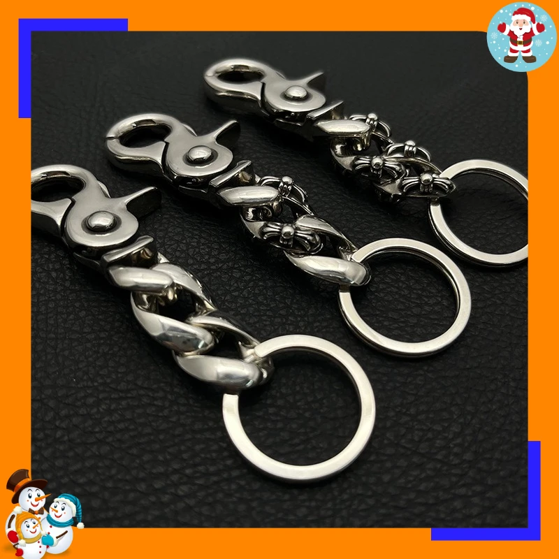 Premium Retro Cross Flower Lobster Chain Keychain Glossy Full Flower Key Chain Old Pendant Accessories Classic