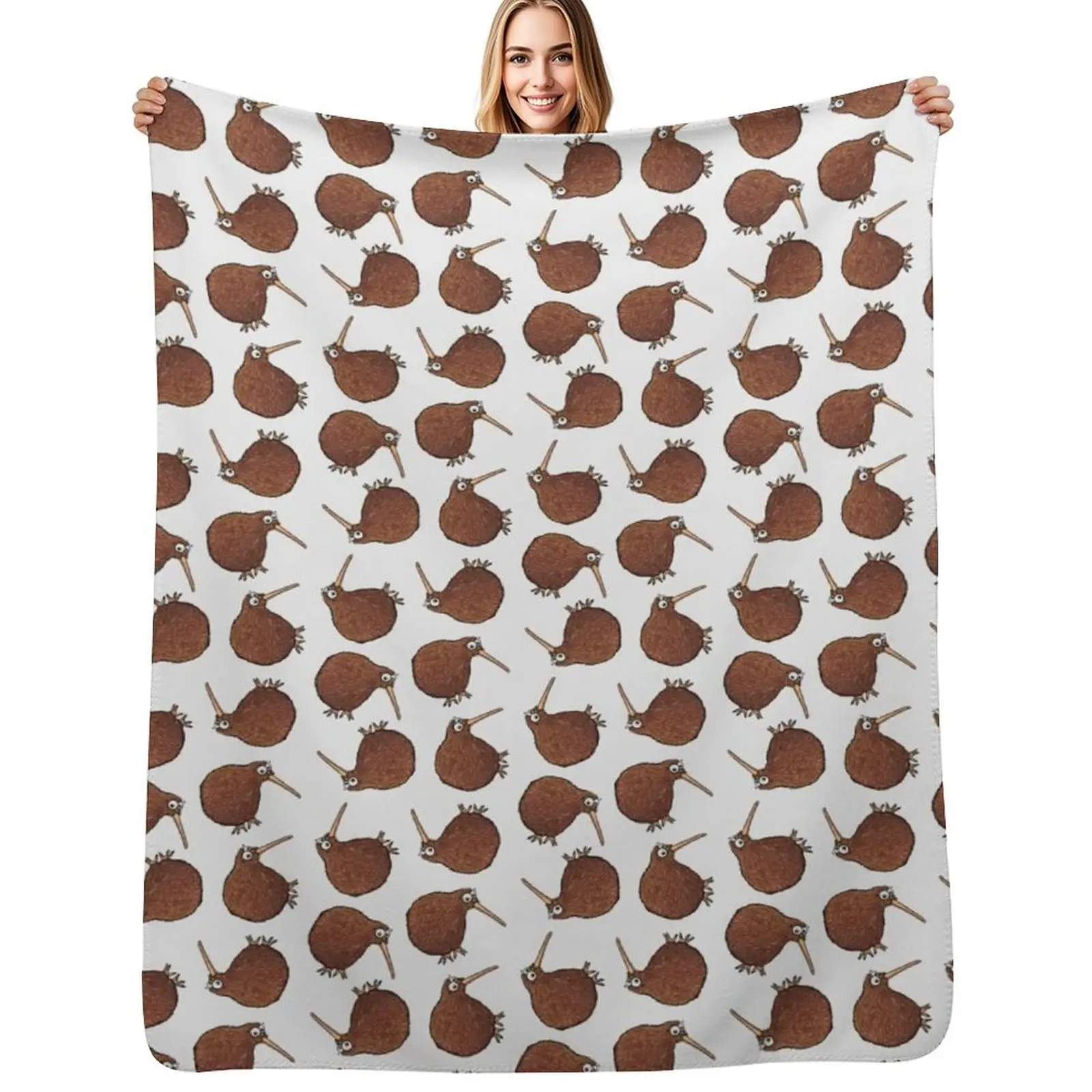Cutest Kiwi - clock ft. Te Reo Maori numbers Throw Blanket Soft Solid Color Blanket for Couch Bed