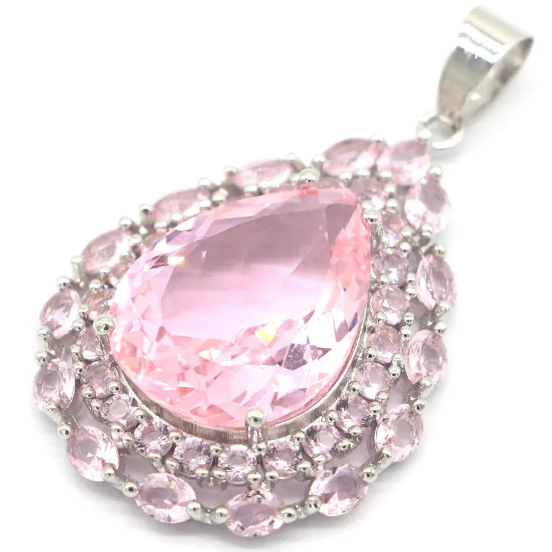 Buy 5 Get 1 Free 44x26mm Long Big Heavy 7.8g Pink Kunzite Violet Tanzanite Woman\'s Gift Silver Pendant