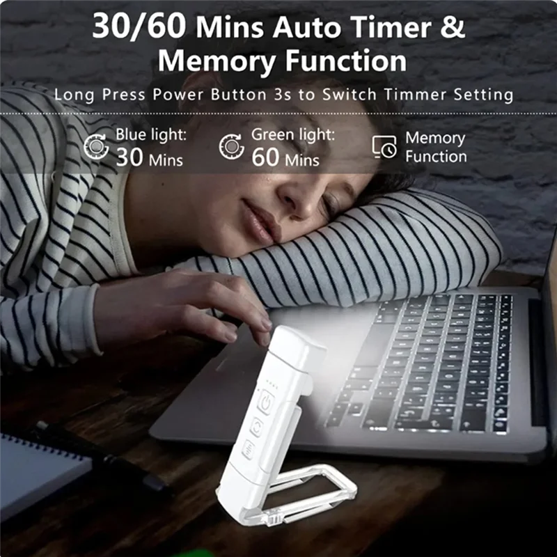 Lampe de livre avec minuterie USB Rechargeable lampe de lecture lampe de lecture à clipser signet veilleuse lampe de livre 5 luminosité Durable laiteux