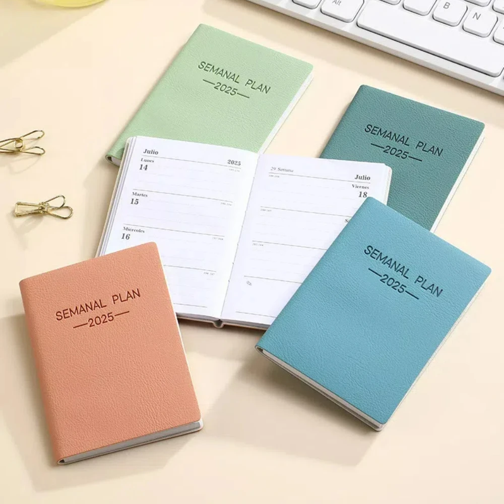 A7 2025 Agenda Book English To Do List 2025 Planner Notebook Morandi Color with Calendar Daily Weekly Monthly Planner