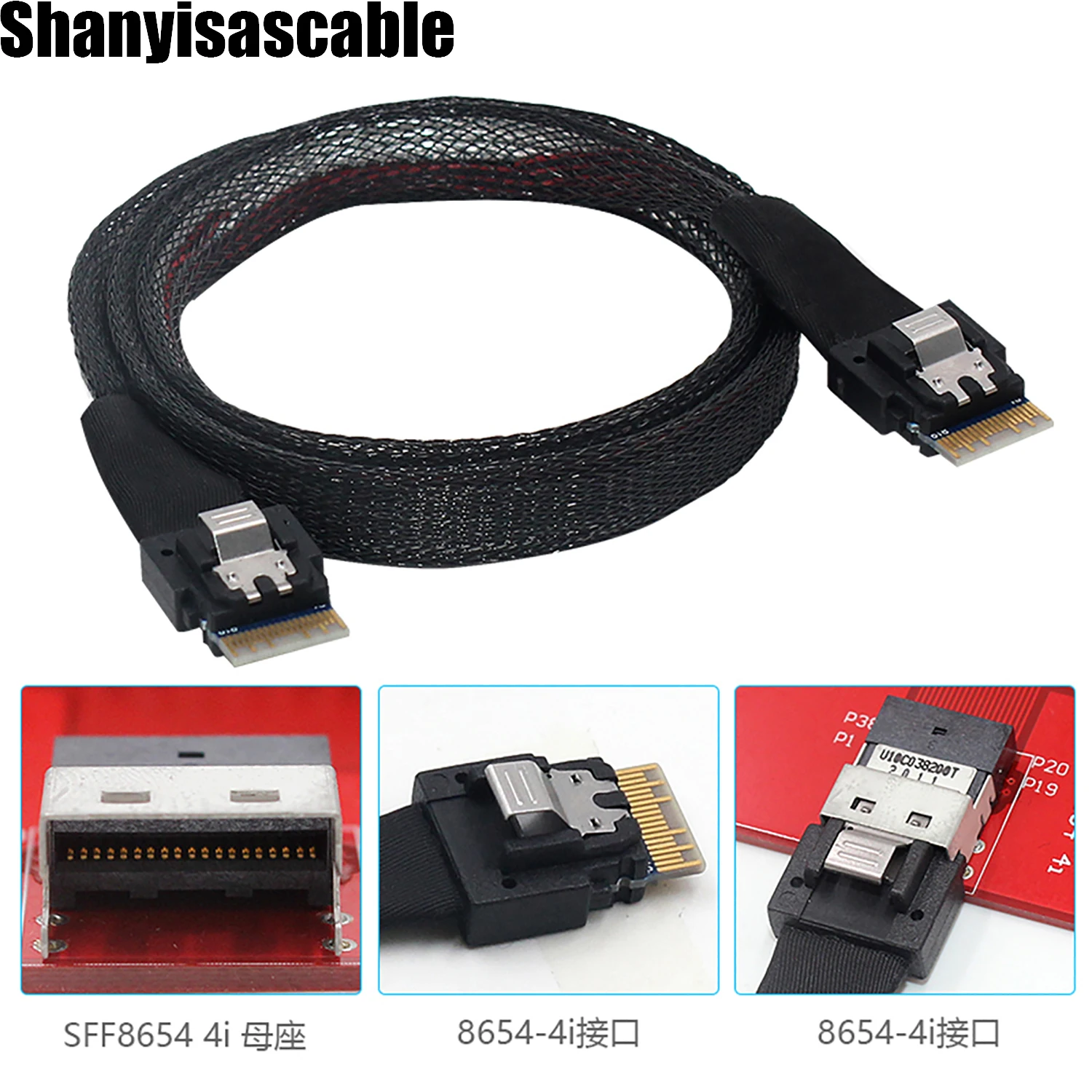 0.5M Slimline Sas 4.0 38pin SFF-8654 4i 38pin Host Om Slanke Sas 38pin Doelkabel Te SFF-8654