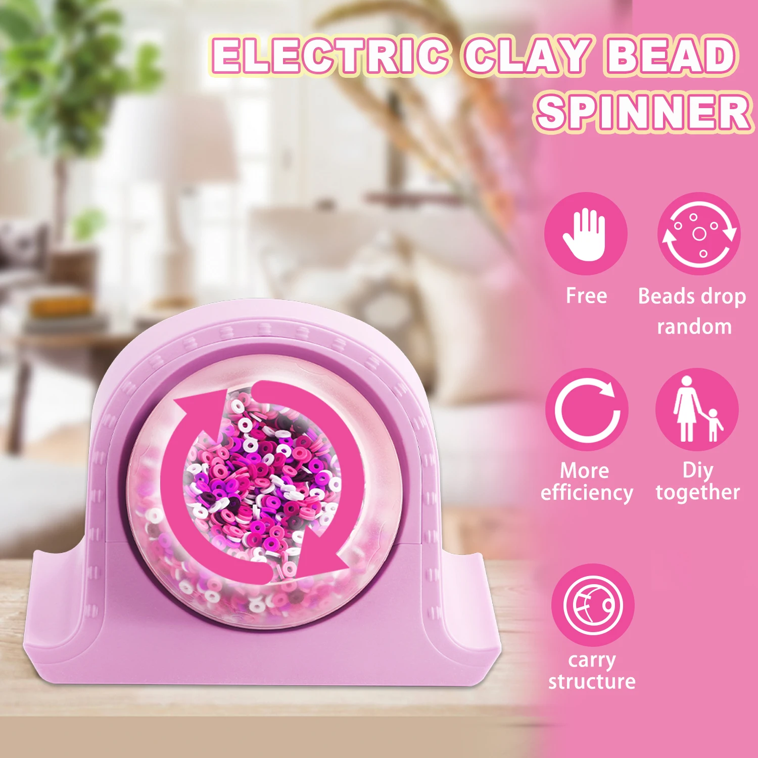 Electric Bead Soft Clay Machine, Spinner, ElectricBeading Machine for Making Cute FriendshipBracelets, Automatic Bead Spinner