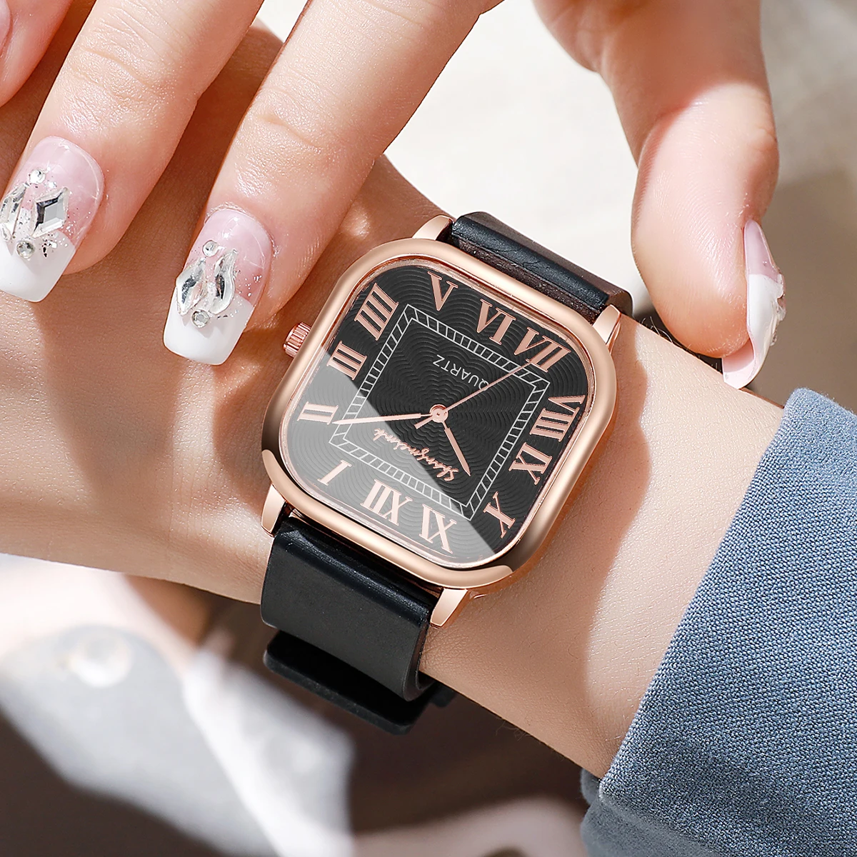 Fashion Square Women Watches Casual Silicone Band Roma Dial Quartz Wristwatch For Ladies Clock Reloj Mujer image 2