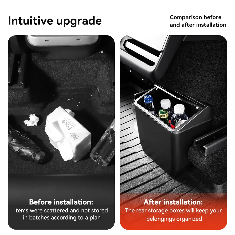YZ For Tesla Model 3 Y Highland Juniper Rear Seat Storage Box Organizer Car Center Console Bins Backseat Trash Can Garbage Bag