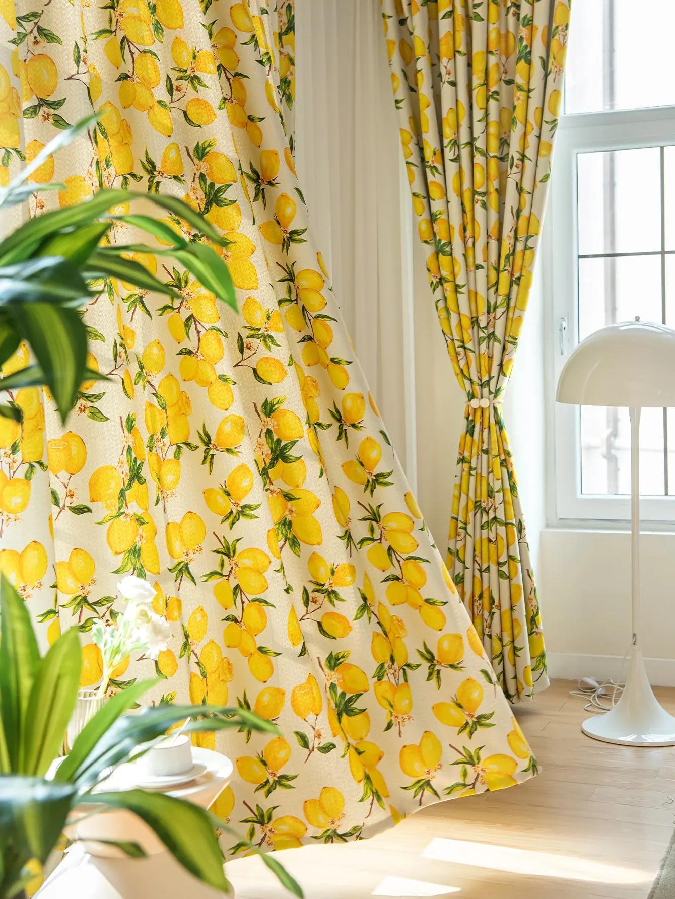 1PC American Style Fresh Lemon Print Thickened Blackout Curtains Single Piece Modern Decorative Window Treatments for Privacy