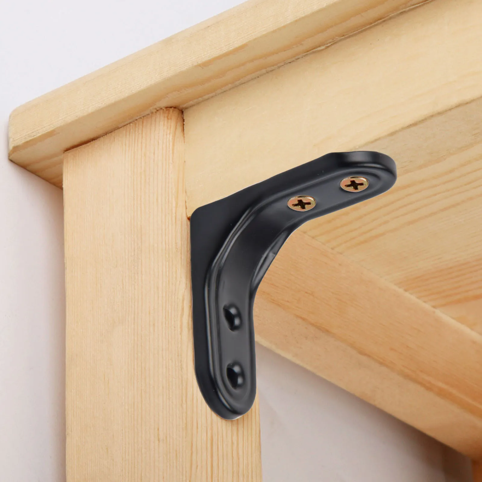 10pcs Black L-Shaped Corner Brackets 90 Degree Angle Connectors for Furniture Angle Brackets Furniture Reinforcement Bracket