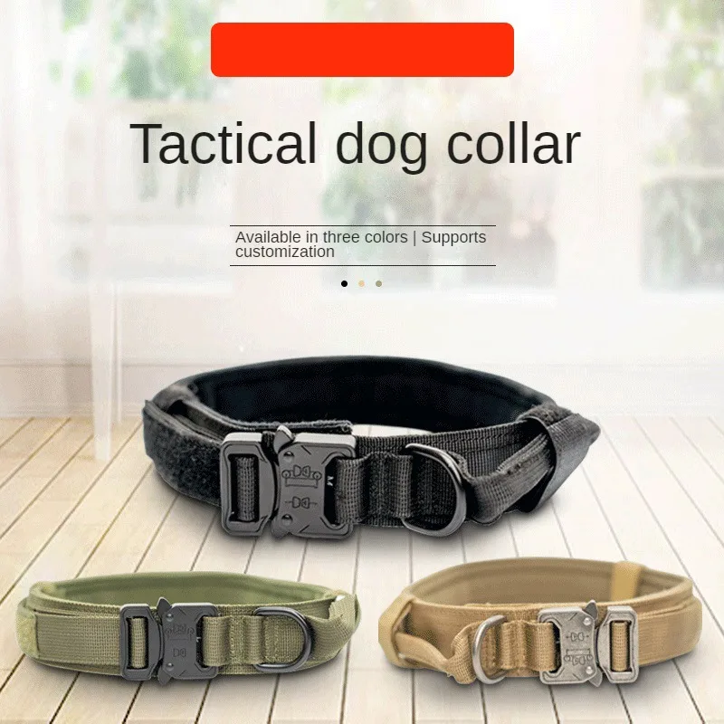 Tactical Dog collar, Reflective Adjustable nylon dog collar with Control Handle, Waterproof, suitable for medium and large dogs