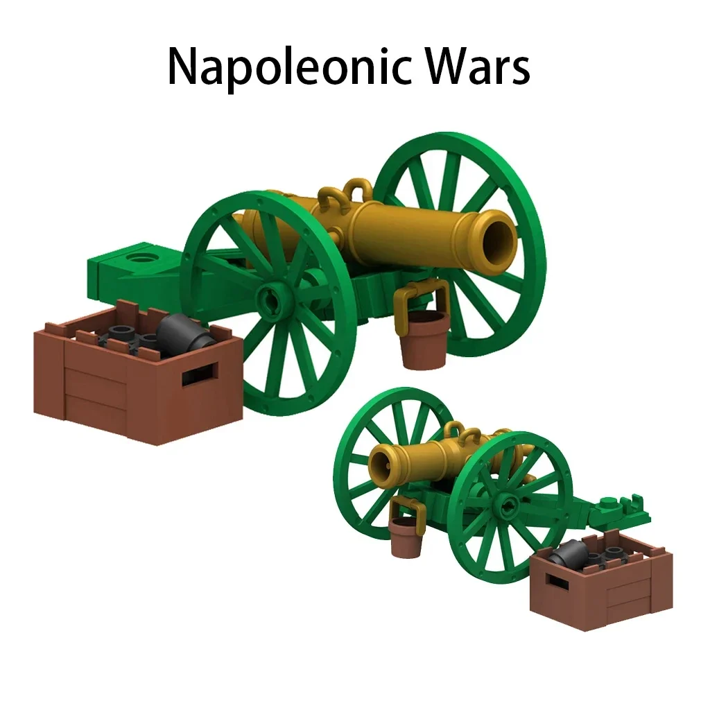 MOC WW2 Napoleonic Wars Field Gun Unicorn Two-Wheel Cannon Shell Models Kids Blocks Toys Gift For Boys Girls 2023 New Juguetes