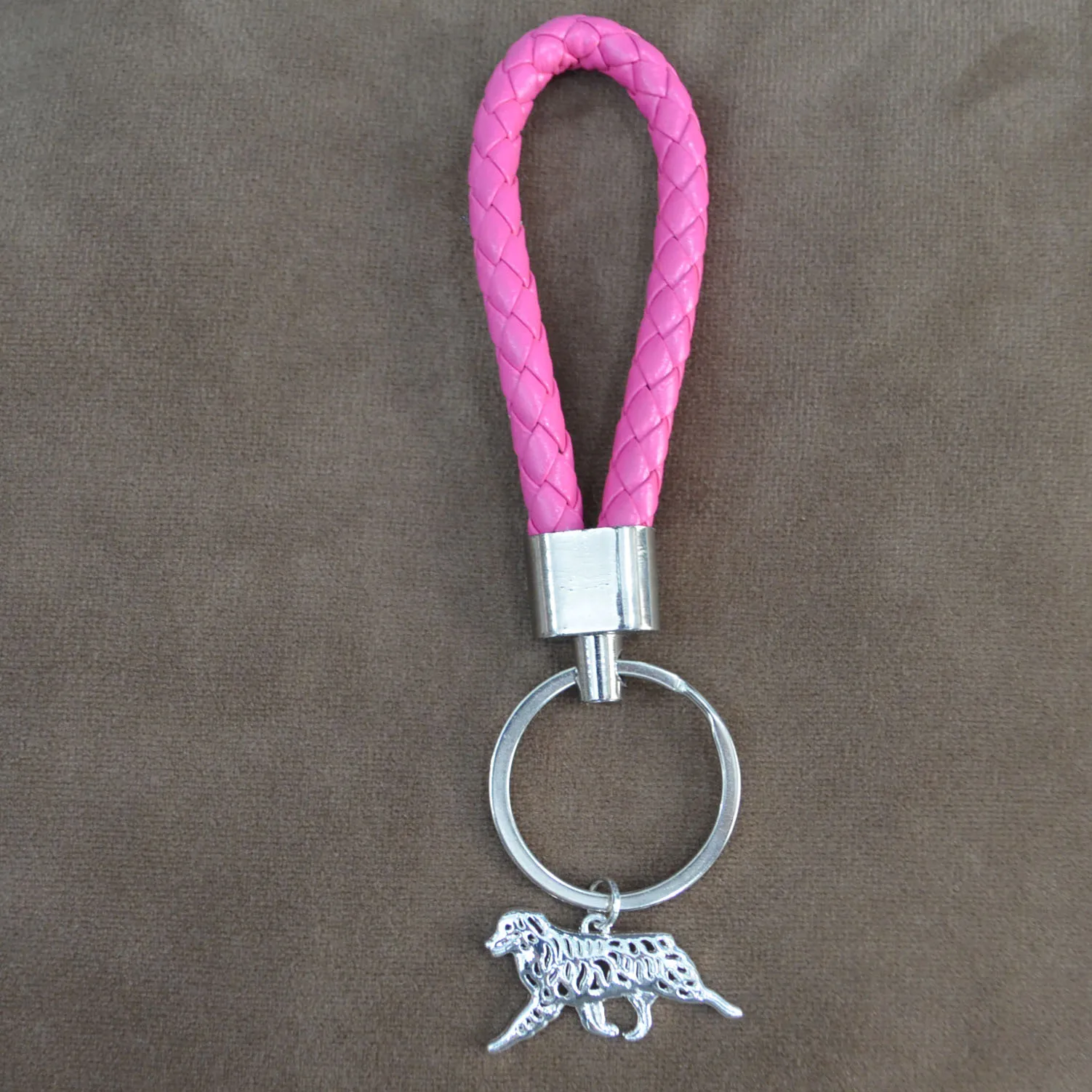 Leather Cord Women‘s Alloy Charm Jewelry Australian Shepherd Dog Key Chain