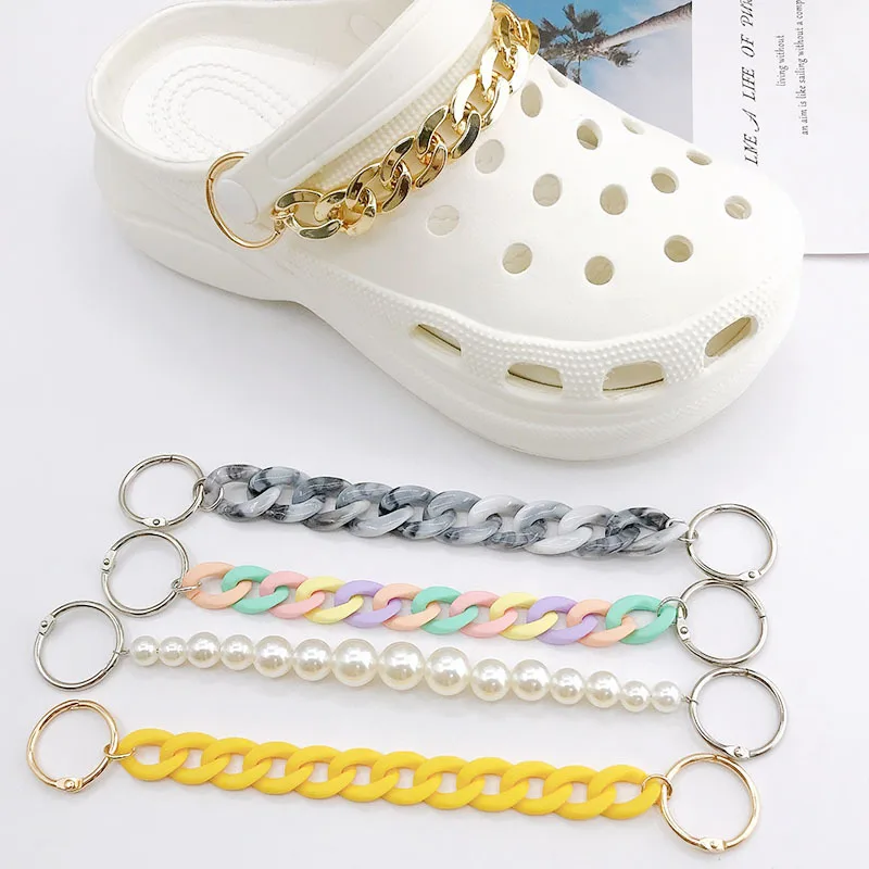 1pcs chain shoes charms buckles gold rose diamond-mounted Accessories for bags phones clogs shoe Decorations muti color DIY
