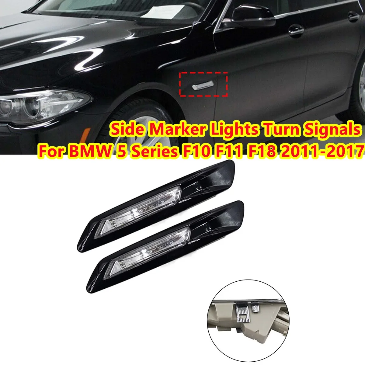 Lámpara de placa de esquina, luz de marcador lateral montada en el guardabarros, 63137154169, 63137154170, para BMW 5 Ser F10, F11, F18, 2011-2017, luz de señal de giro