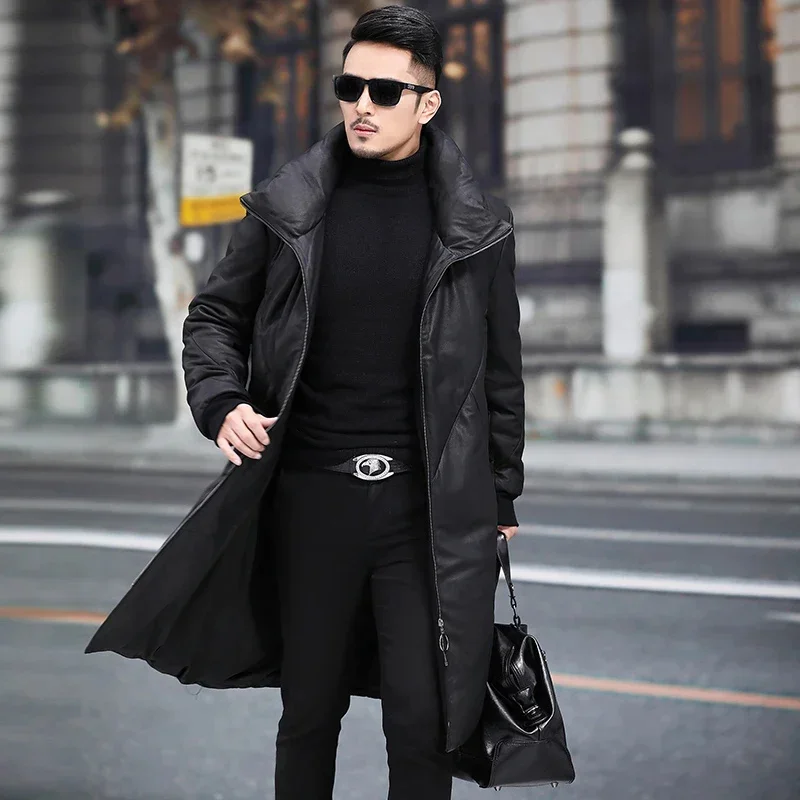 AYUNSUE New Genuine Sheepskin Leather Jacket Men 2025 Women's Down Thick Parka Winter Coat Mens Chaquetas Hombre LXR817