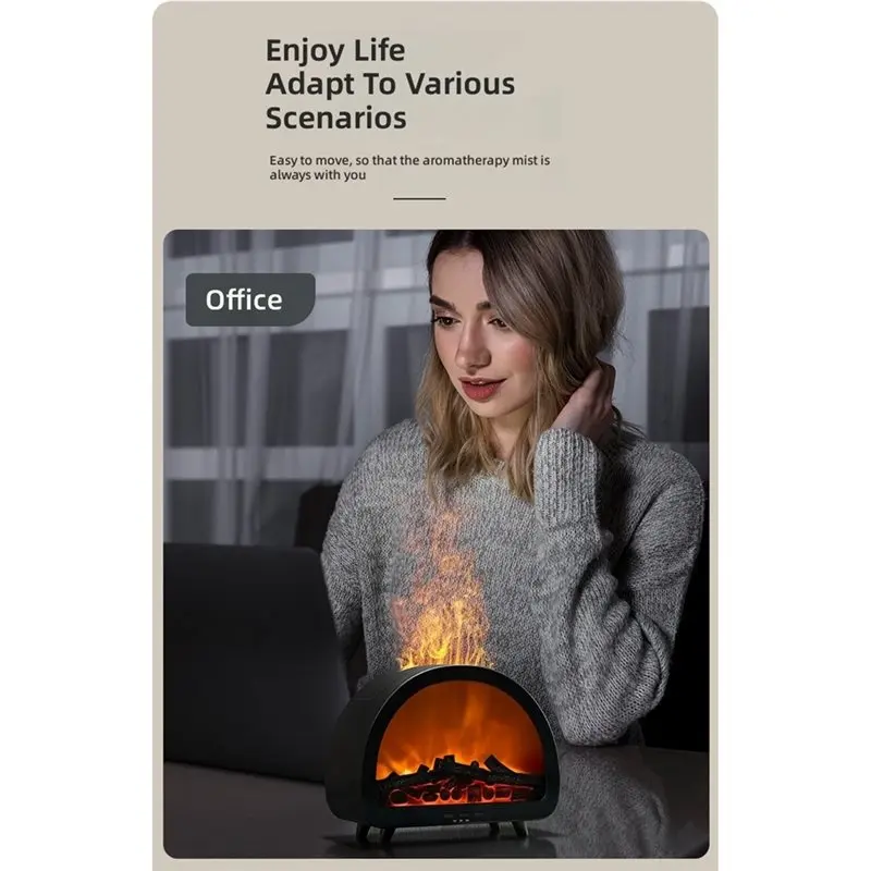 IALJ-LED Simulated Log Flame Fireplace Decorative Lantern Night Light Christmas For Party Holiday Home Gift Decor Lighting