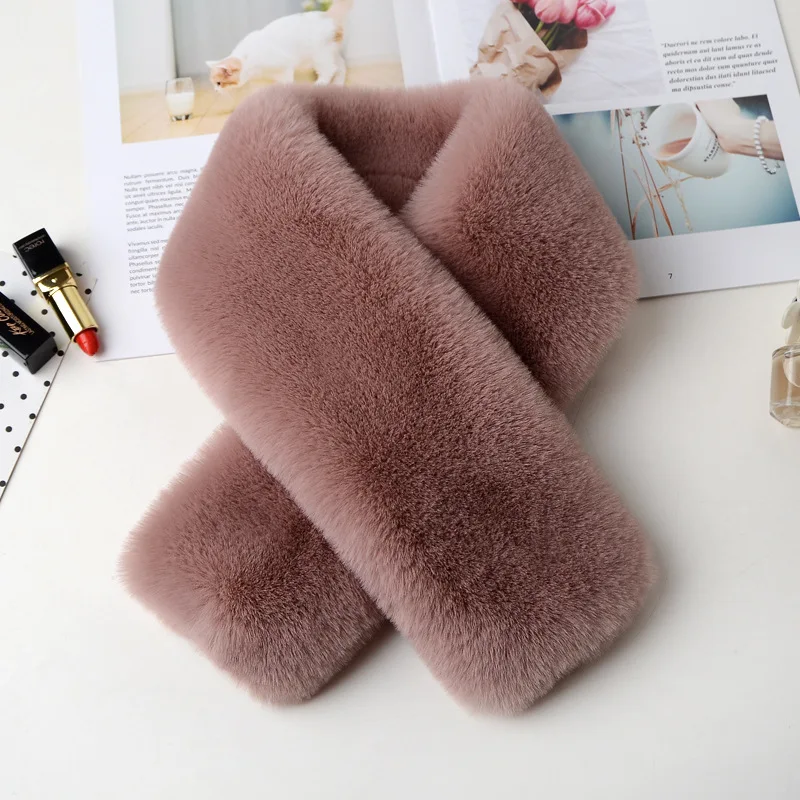 Children\'S Double-Sided Velvet Thickened Fleece Scarf Korean Style Imitation Fur Warm Scarf Fur Collar Autumn And Winter