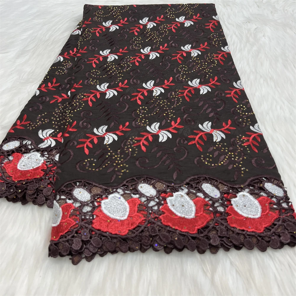 

Вышитая африканская кружевная швейцарская ткань, нигерийская 100% хлопковая кружевная ткань 2024, высокое качество, 5 ярдов, элегантное вечернее платье для женщин