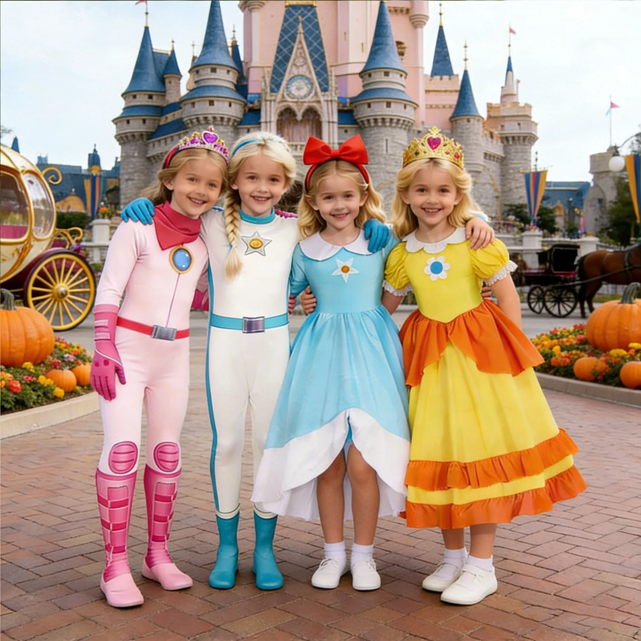 Vestido de Princesa Rosalina Peach para Niña, Disfraz de Camuflaje Rosa con Margaritas para Juego de Roles, Vestido de Cumpleaños, Disfraz de Halloween