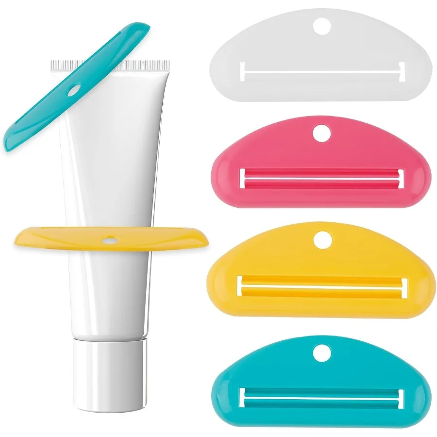 8 pz Dentifricio Spremi Dentifricio di Plastica Tubo Rullo Spremiagrumi Colori Assortiti Dentifricio Clip di Supporto Strumento per il Bagno di Casa