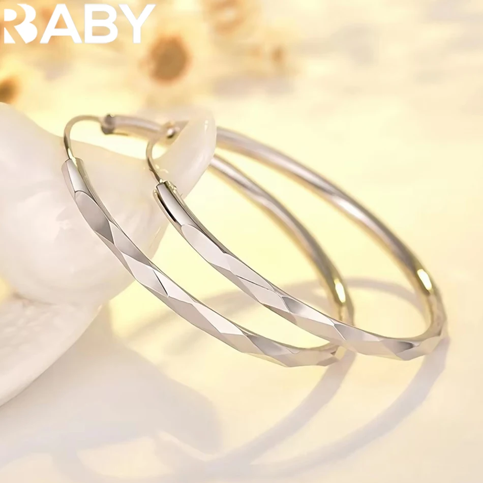 New 925 Sterling Silver Luxury 5CM large circle hoop earrings for women Fashion original designer party wedding Jewelry gifts