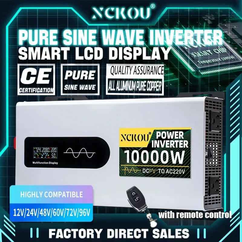 Inversor Solar Off Grid Pure Sine eu Plug Inversor Onda Pura Bancos de Energia 12v 24v 110v 220v 48v 72v 5000w 10kw